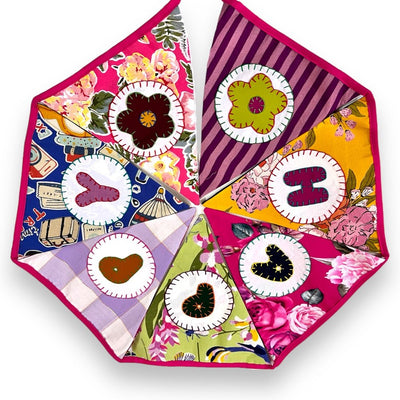 Upcycled Fabric Bunting "Happy Anniversary" – Wall Decor on Brown Living™. SKU: UMW - BUNTING - ANNIVERSARY - 01. Img 3.