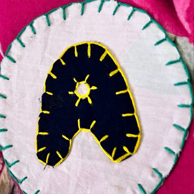 Upcycled Fabric Bunting "Happy Anniversary" – Wall Decor on Brown Living™. SKU: UMW - BUNTING - ANNIVERSARY - 01. Img 4.