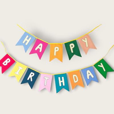 Happy Birthday Swallowtail Flag Bunting – Wall Decor on Brown Living™. SKU: UMW - BUNTING - HB - ST - 01. Img 1.