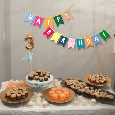 Happy Birthday Swallowtail Flag Bunting – Wall Decor on Brown Living™. SKU: UMW - BUNTING - HB - ST - 01. Img 2.