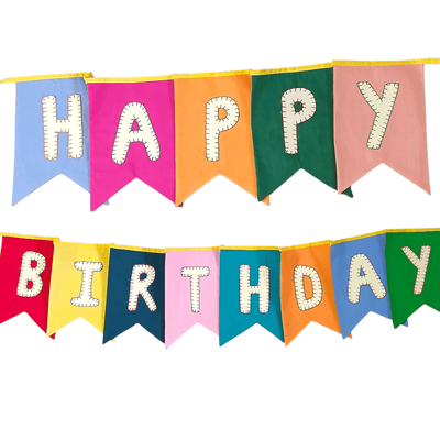 Happy Birthday Swallowtail Flag Bunting – Wall Decor on Brown Living™. SKU: UMW - BUNTING - HB - ST - 01. Img 3.