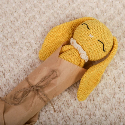 Happy Yellow Crochet Rattle – Colorful Infant Rattle | Verified Sustainable by Brown Living™