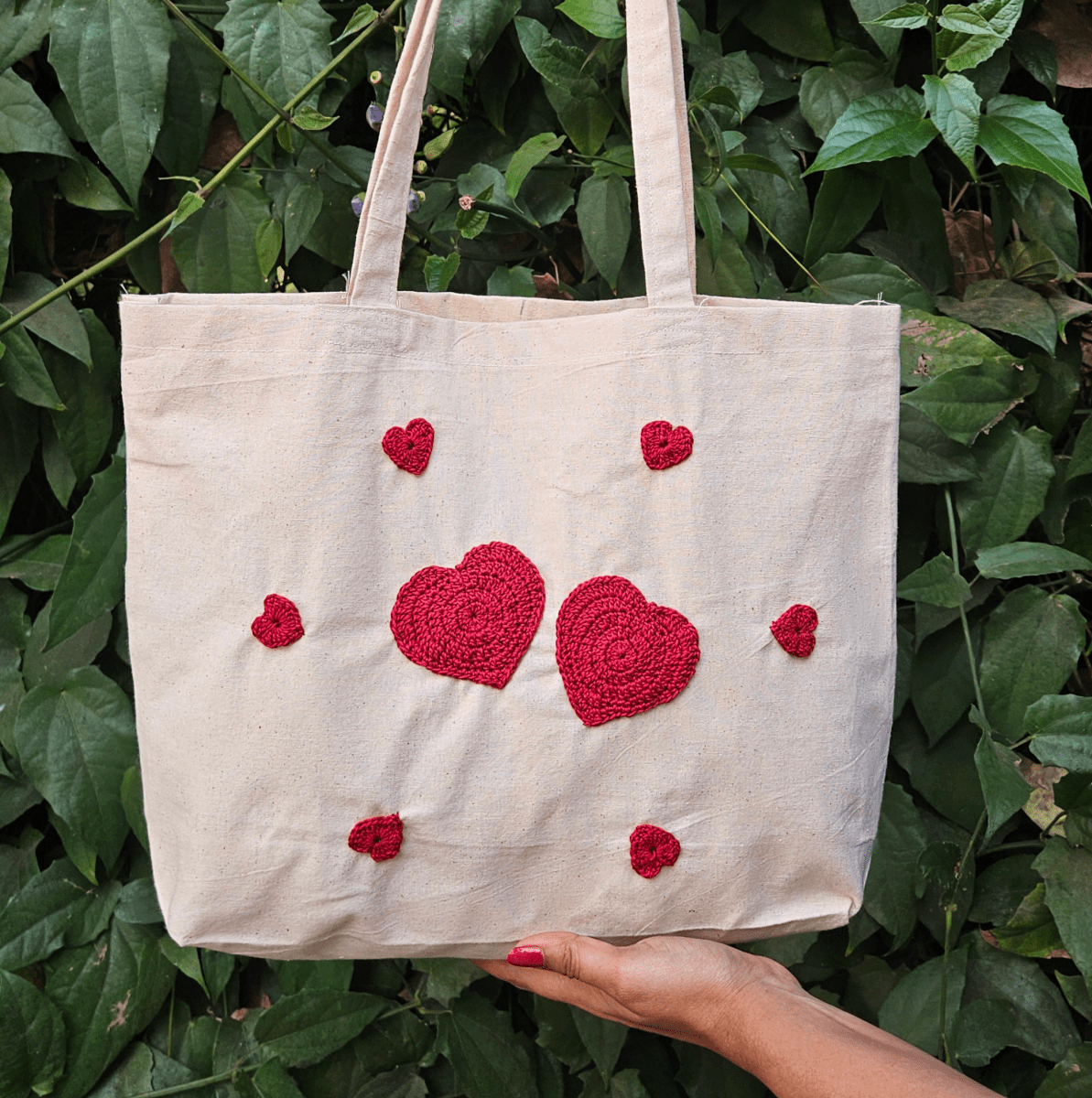 Heart Hand Crochet Tote Bag for Women - Handmade and Eco - Friendly | Verified Sustainable by Brown Living™