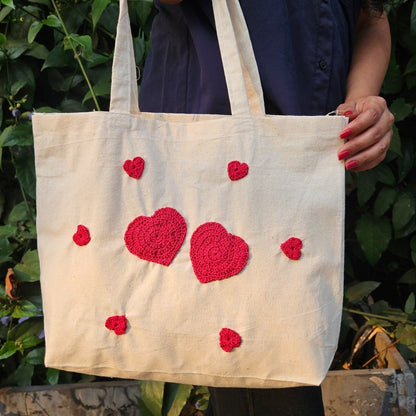 Heart Hand Crochet Tote Bag for Women - Handmade and Eco - Friendly | Verified Sustainable by Brown Living™