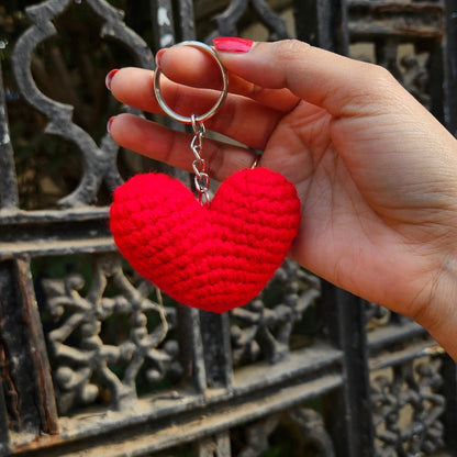 Heart Keychain - Handmade Crochet Charm for Bags & Keys | Verified Sustainable by Brown Living™