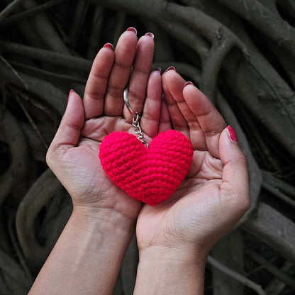 Heart Keychain - Handmade Crochet Charm for Bags & Keys | Verified Sustainable by Brown Living™