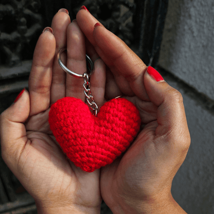 Heart Keychain - Handmade Crochet Charm for Bags & Keys | Verified Sustainable by Brown Living™