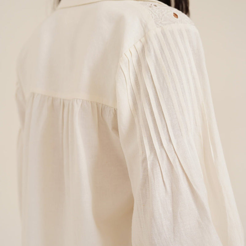 Heka - Stylish Linen Shirt With Cutwork Embroidery | Verified Sustainable by Brown Living™