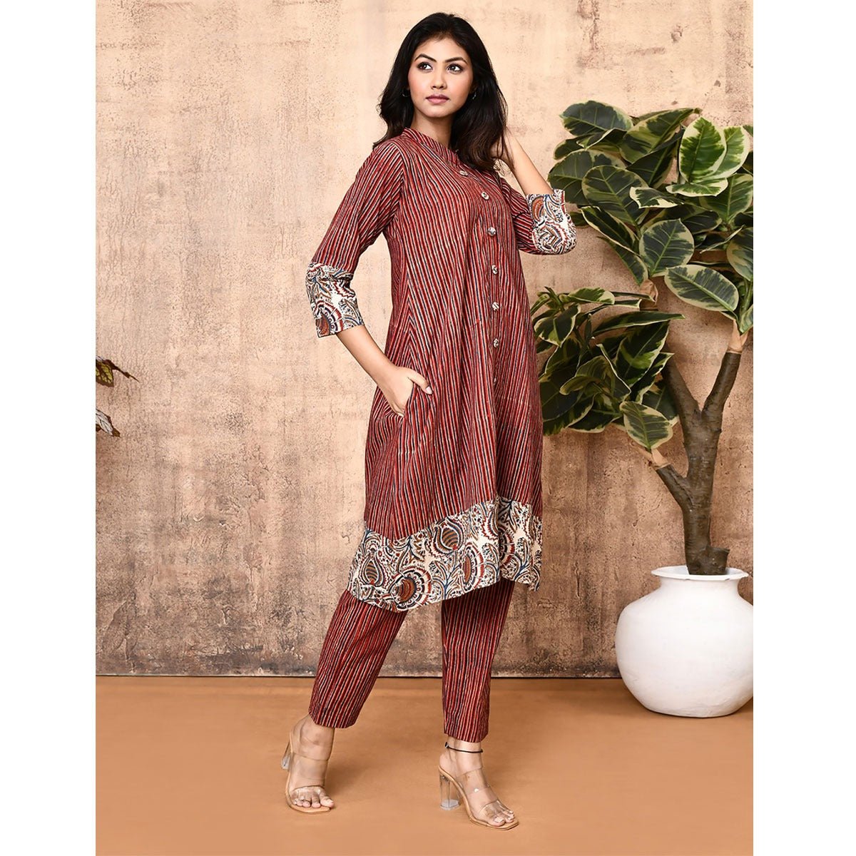 Hera Red Ajrakh Cotton Kurta Set | Verified Sustainable by Brown Living™