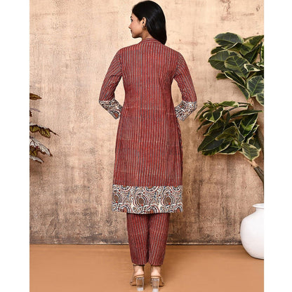 Hera Red Ajrakh Cotton Kurta Set | Verified Sustainable by Brown Living™