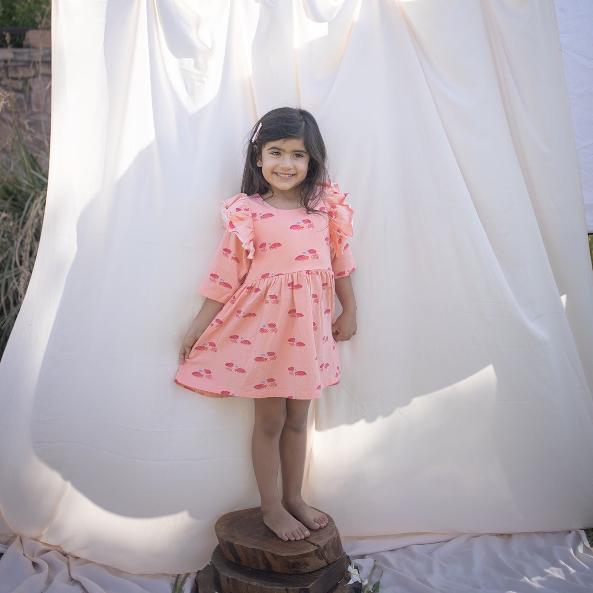 Hermit Crab Breathable Cotton Baby Dress – Organic Ruffle Style | Verified Sustainable by Brown Living™