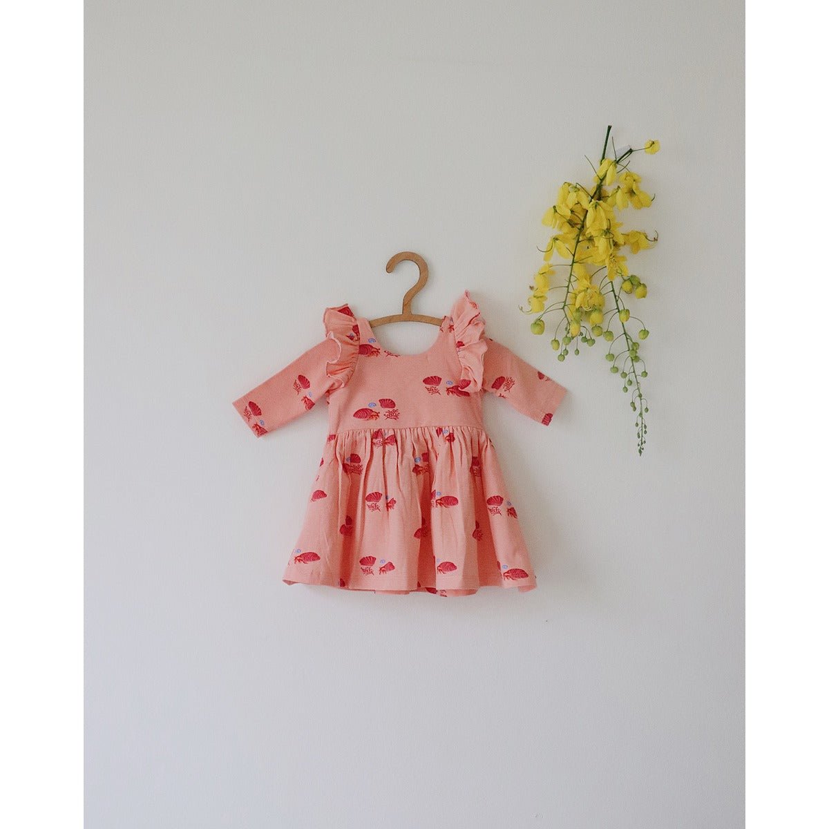 Hermit Crab Breathable Cotton Baby Dress – Organic Ruffle Style | Verified Sustainable by Brown Living™