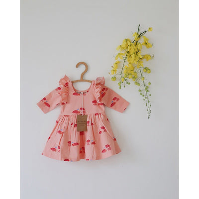 Hermit Crab Breathable Cotton Baby Dress – Organic Ruffle Style – Kids Frocks & Dresses on Brown Living™. SKU: AC - 04 - 0005/0 - 6M. Img 5.