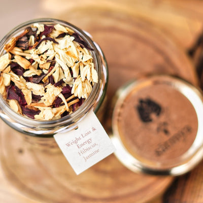 Hibiscus & Jasmine Tea - Floral Detox Herbal Blend - 40g – Tea on Brown Living™. SKU: hibis_40gms. Img 2.