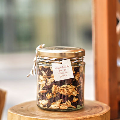 Hibiscus & Jasmine Tea - Floral Detox Herbal Blend - 40g – Tea on Brown Living™. SKU: hibis_40gms. Img 1.