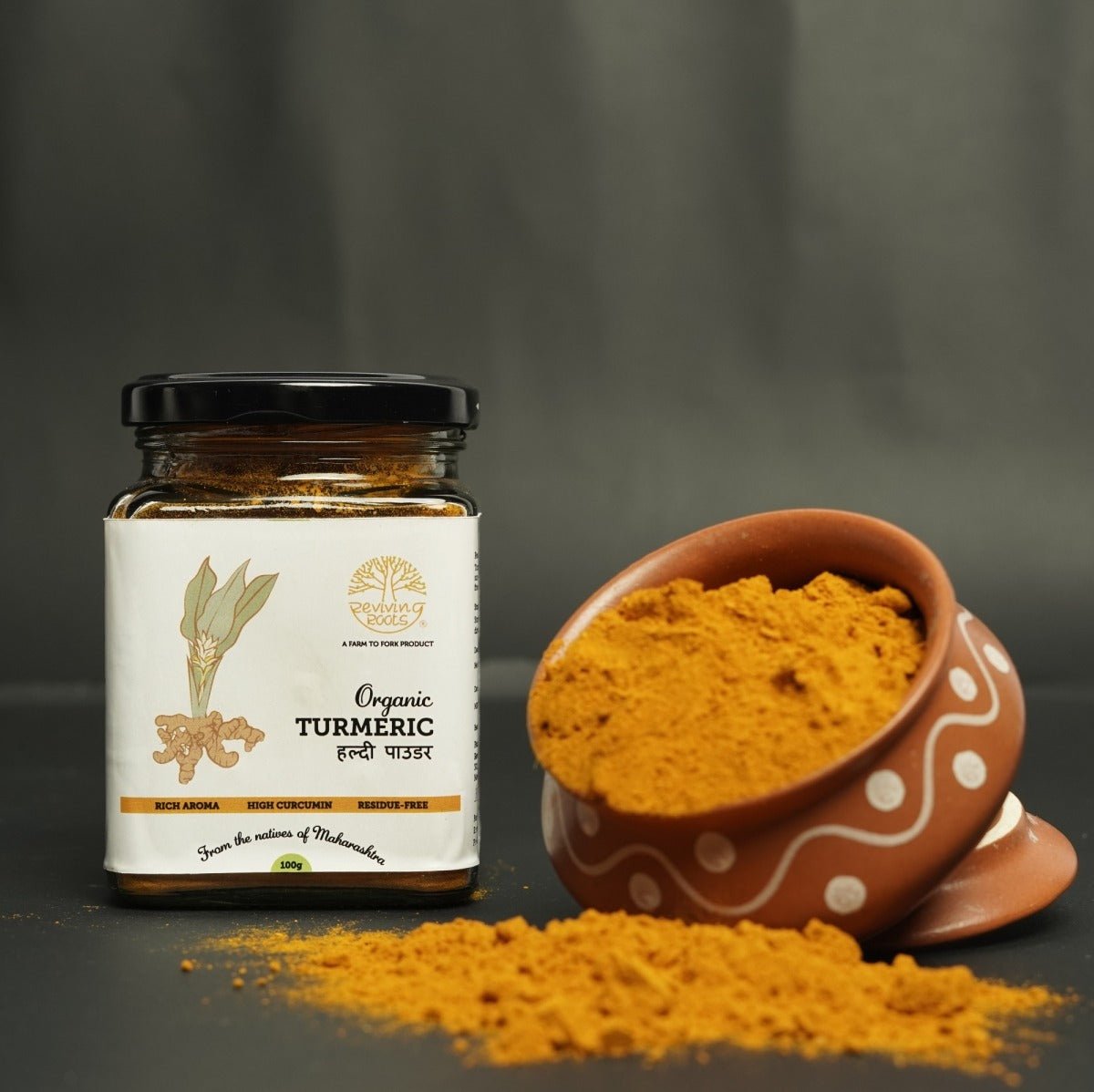 High Curcumin Organic Turmeric Powder - 100g Glass Jar | Verified Sustainable by Brown Living™