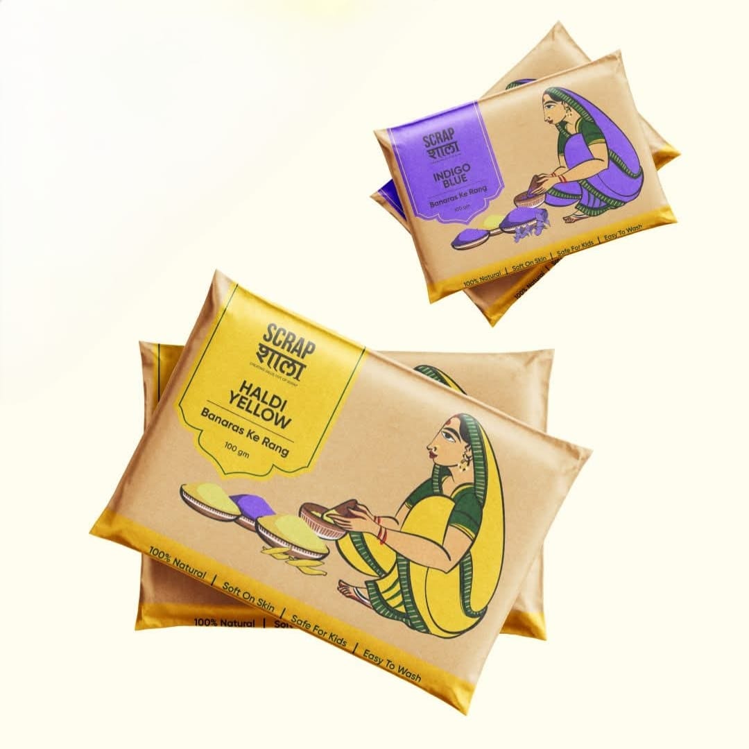 Holi Milan Box | Four Packs of Natural Gulaal | Safe for Kids | Handmade in Banaras | Verified Sustainable by Brown Living™