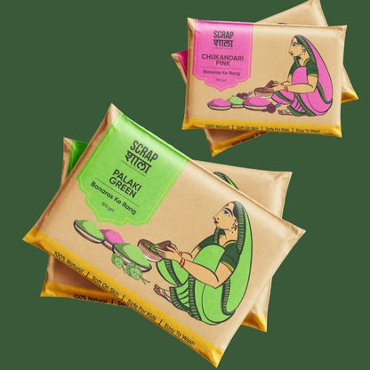 Holi Milan Gift Box | Four Packs of Natural Gulaal | Thandai Mix | Safe for Kids | Handmade in Banaras | Verified Sustainable by Brown Living™