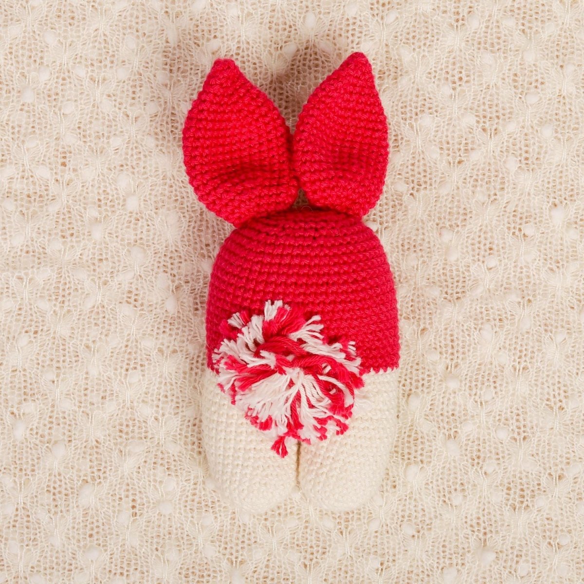 Hot Pink Crochet Rattle – Newborn Development Toy | Verified Sustainable by Brown Living™
