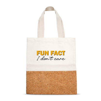 I Dont Care Cork And Canvas Tote Bag – Tote Bag by The Cork Studio available on Brown Living™. . SKU: TCS - 47. Img 1.