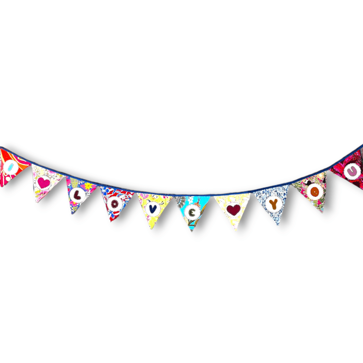 "I Love You" Upcycled Fabric Bunting | Verified Sustainable by Brown Living™