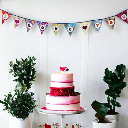"I Love You" Upcycled Fabric Bunting | Verified Sustainable by Brown Living™