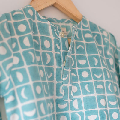 I Want to Be Like Grandpa Kurta Pajama Set - Blue Moon Chase – Kids Pajamas on Brown Living™. SKU: N7DK768. Img 3.