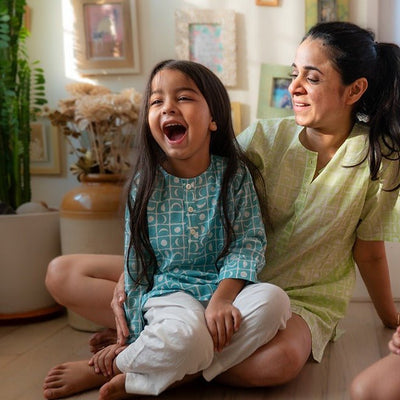 I Want to Be Like Grandpa Kurta Pajama Set - Blue Moon Chase – Kids Pajamas on Brown Living™. SKU: N7DK768. Img 8.