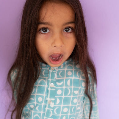 I Want to Be Like Grandpa Kurta Pajama Set - Blue Moon Chase – Kids Pajamas on Brown Living™. SKU: N7DK768. Img 11.