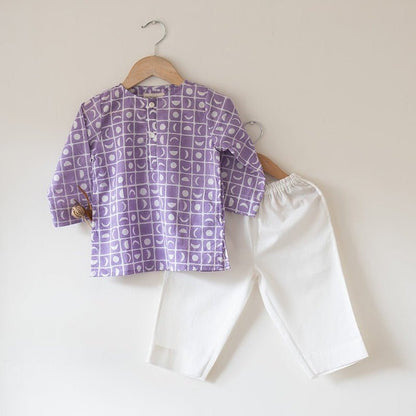 I Want to Be Like Grandpa Kurta Pajama Set - Purple Moon Chase | Verified Sustainable by Brown Living™