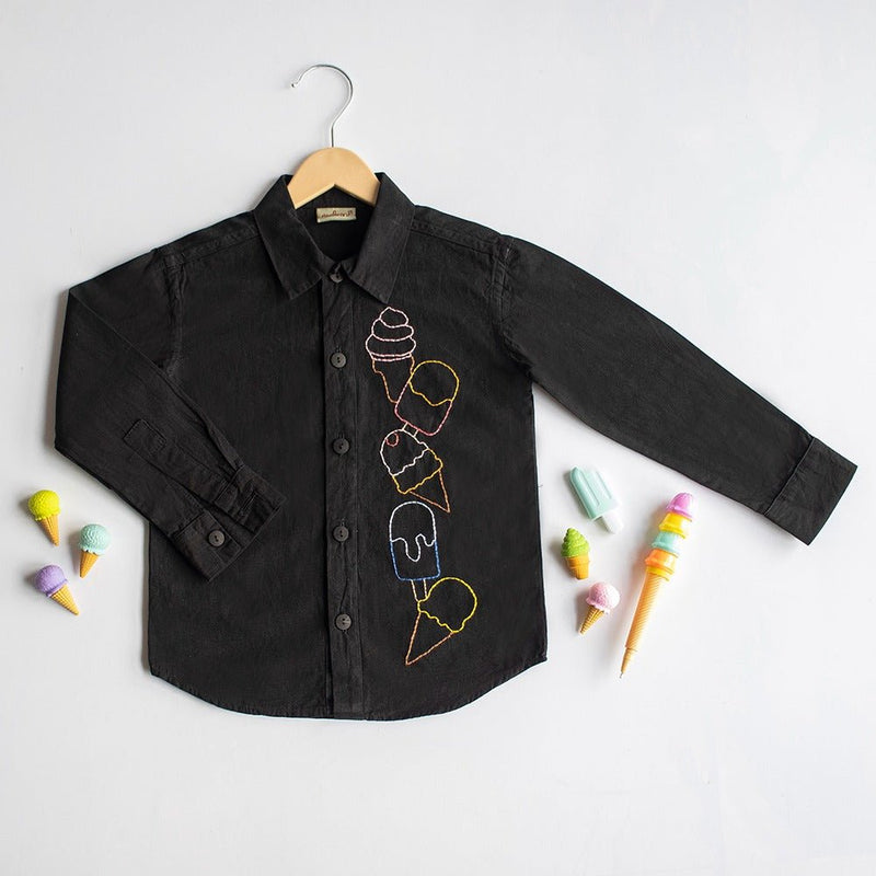 Ice Cream Embroidered Shirt - Black | Verified Sustainable by Brown Living™