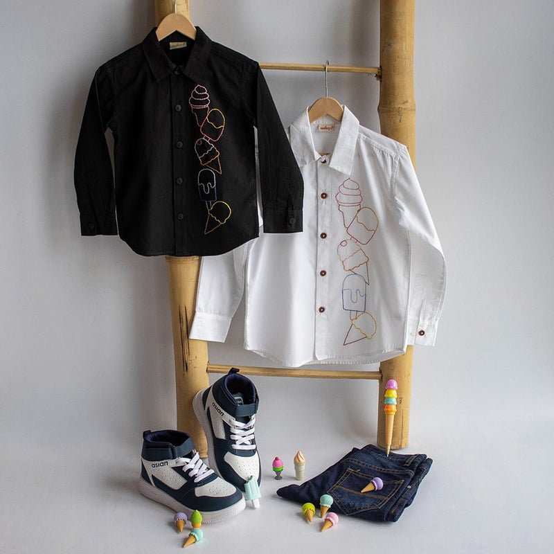 Ice Cream Embroidered Shirt - Black | Verified Sustainable by Brown Living™