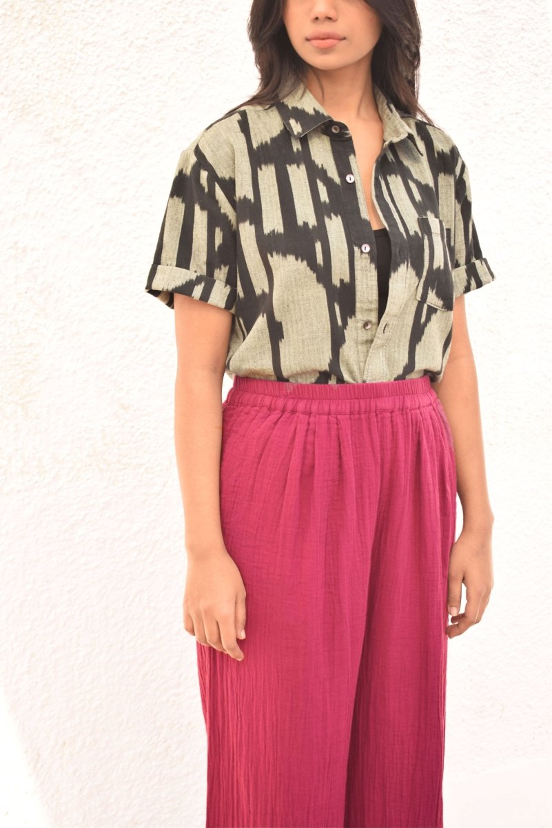 IKAT BLACK HALF SLEEVE SHIRT – Womens Shirt by Sonica Sarna available on Brown Living™. XS . SKU: SSD - 275 (A)1474. Img 3.