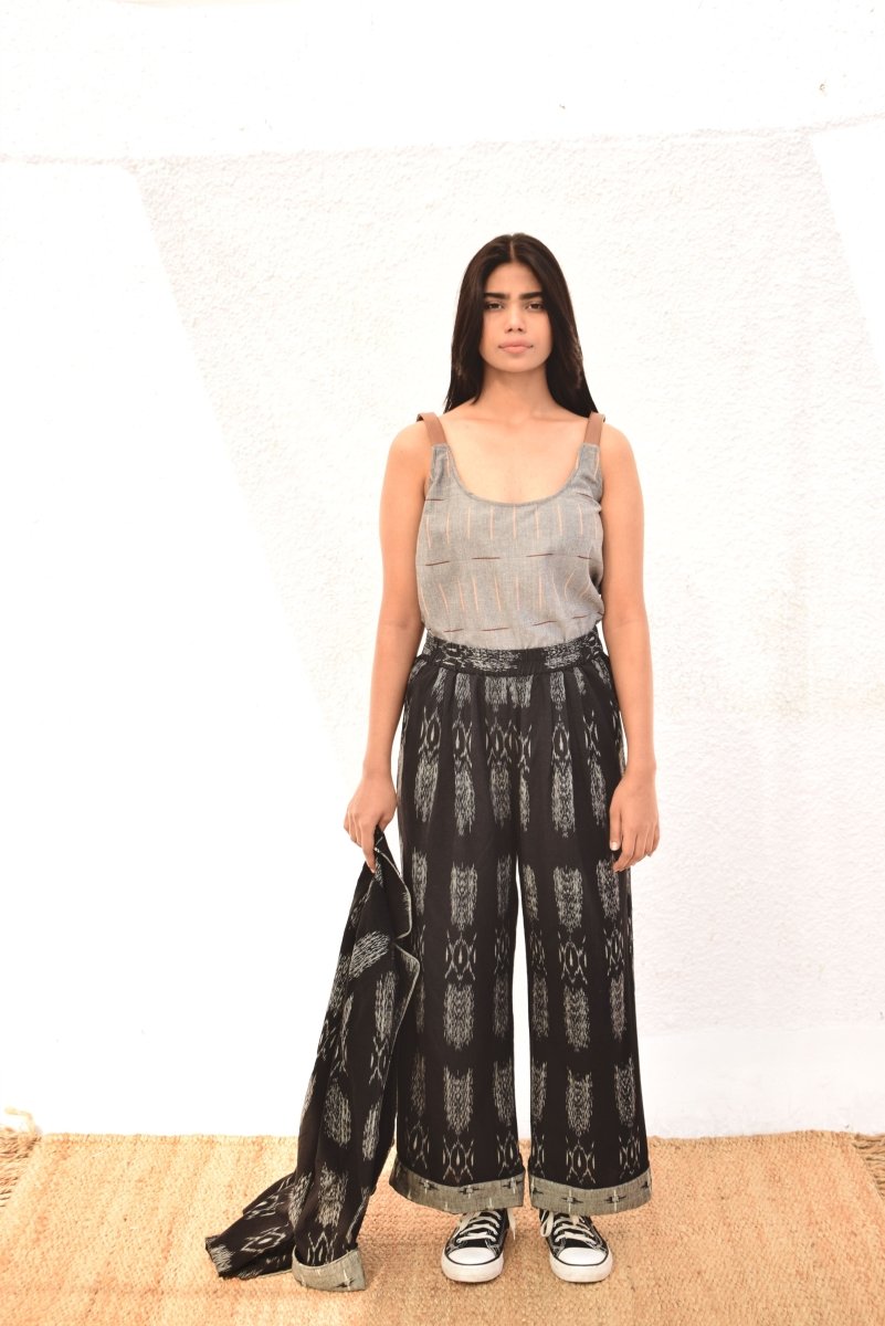 IKAT BLACK WIDE LEG PANT – Womens Pants by Sonica Sarna available on Brown Living™. XS . SKU: SSD - 273 (A)1464. Img 1.
