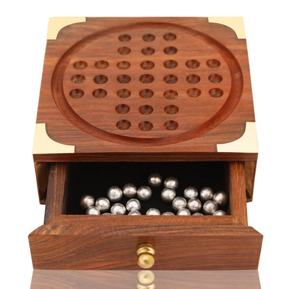 Indian Wooden Solitaire Board Game – Travel Size | Verified Sustainable by Brown Living™