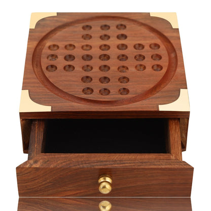 Indian Wooden Solitaire Board Game – Travel Size | Verified Sustainable by Brown Living™