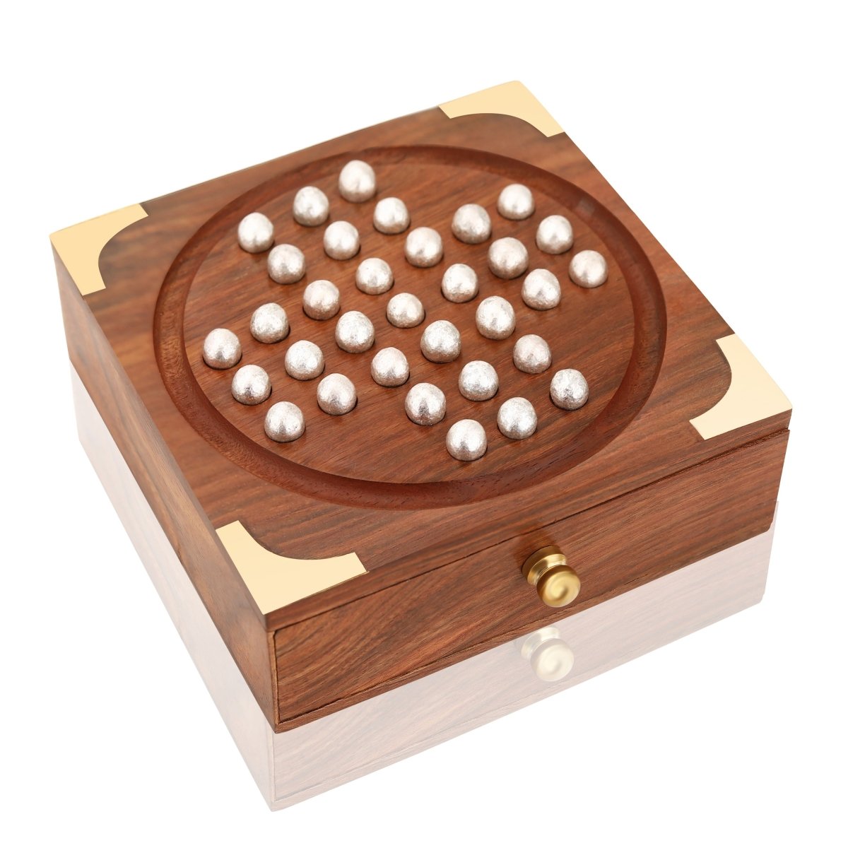 Indian Wooden Solitaire Board Game – Travel Size | Verified Sustainable by Brown Living™