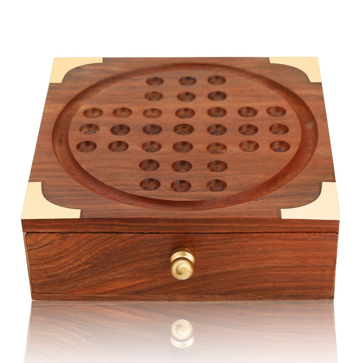 Indian Wooden Solitaire Board Game – Travel Size | Verified Sustainable by Brown Living™