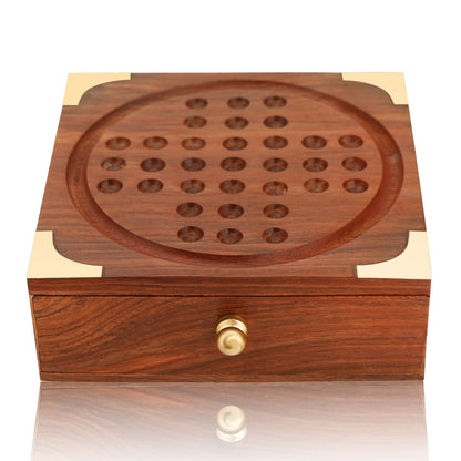 Indian Wooden Solitaire Board Game – Travel Size | Verified Sustainable by Brown Living™