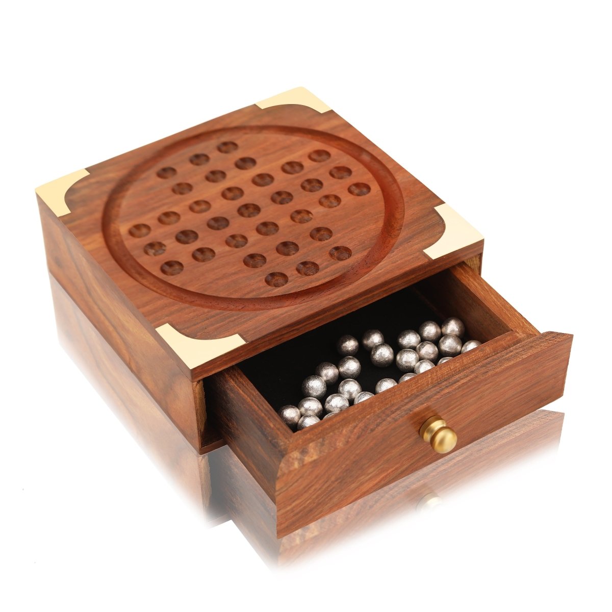 Indian Wooden Solitaire Board Game – Travel Size | Verified Sustainable by Brown Living™