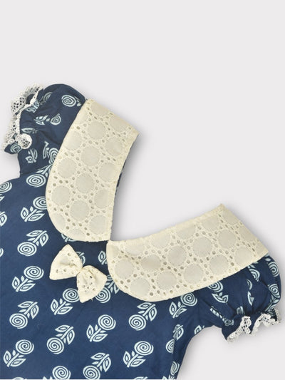 Indigo Pure Cotton Printed Baby Dress Combo - Set of 2 – Kids Frocks & Dresses on Brown Living™. SKU: STRCOTPRIFROCOM04 - L. Img 3.