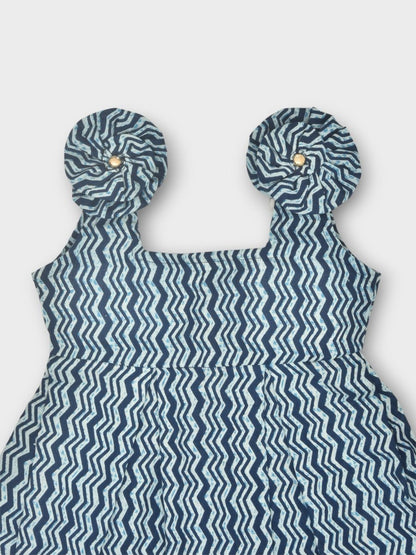 Indigo Pure Cotton Printed Baby Dress Combo - Set of 2 – Kids Frocks & Dresses by Stotra available on Brown Living™. Large . SKU: STRCOTPRIFROCOM04 - L. Img 15.