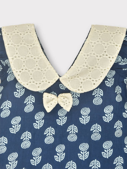 Indigo Pure Cotton Printed Baby Dress Combo - Set of 2 – Kids Frocks & Dresses by Stotra available on Brown Living™. Large . SKU: STRCOTPRIFROCOM04 - L. Img 27.