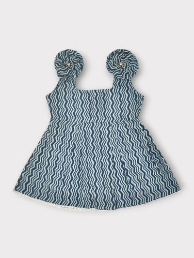 Indigo Pure Cotton Printed Baby Dress Combo - Set of 2 – Kids Frocks & Dresses on Brown Living™. SKU: STRCOTPRIFROCOM04 - L. Img 6.