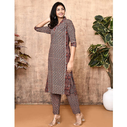 Iris Black Ajrakh Cotton Kurta Set | Verified Sustainable by Brown Living™