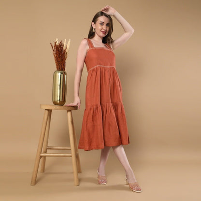 Iris | Hemp Dress | Rust | Verified Sustainable by Brown Living™