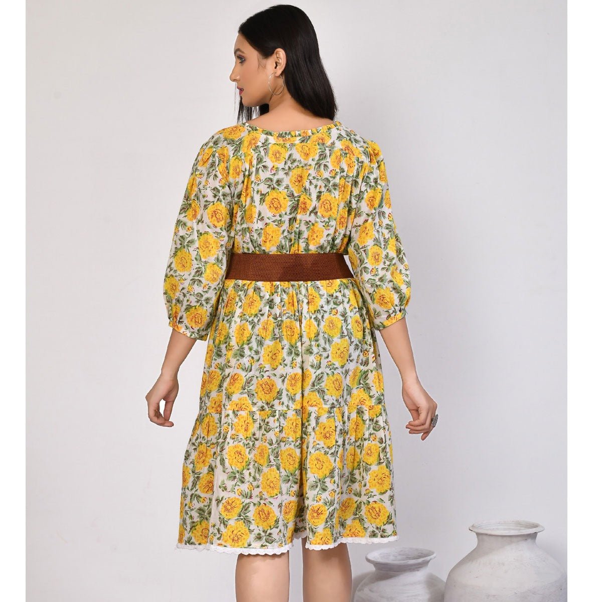 ISHYA Floral Tiered Cotton Midi Dress | Verified Sustainable by Brown Living™