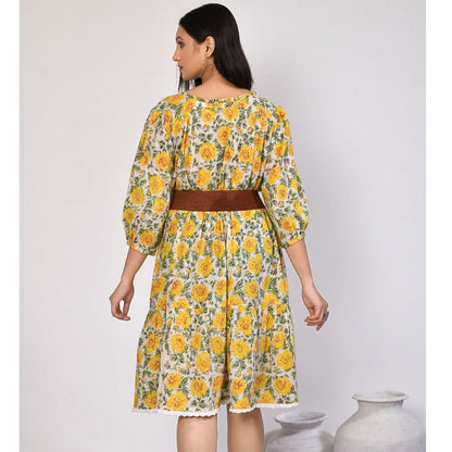 ISHYA Floral Tiered Cotton Midi Dress | Verified Sustainable by Brown Living™