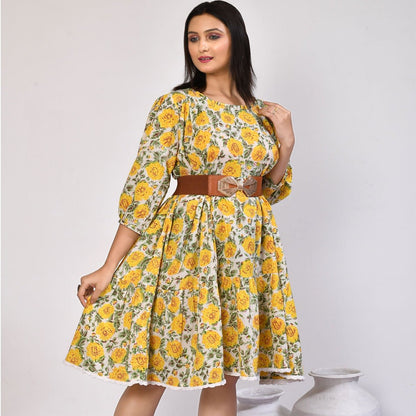 ISHYA Floral Tiered Cotton Midi Dress | Verified Sustainable by Brown Living™