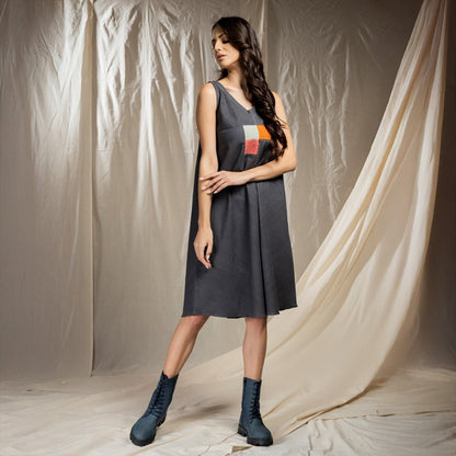 Jade Black Square Symphony Sleeveless Dress | Verified Sustainable by Brown Living™
